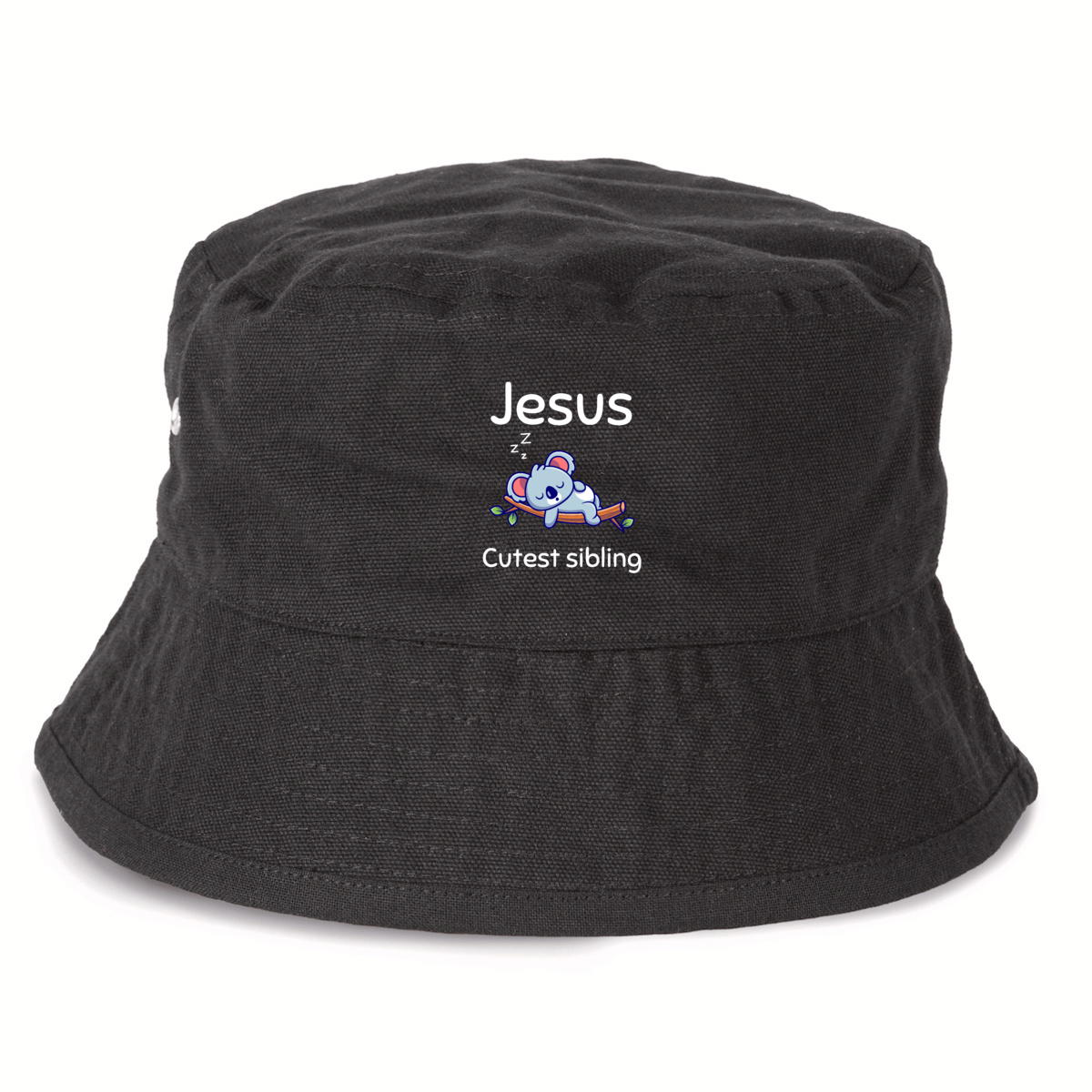 Image front 100% Recycled Bucket Hatk Premium+ Jesus's cutest Sibling 