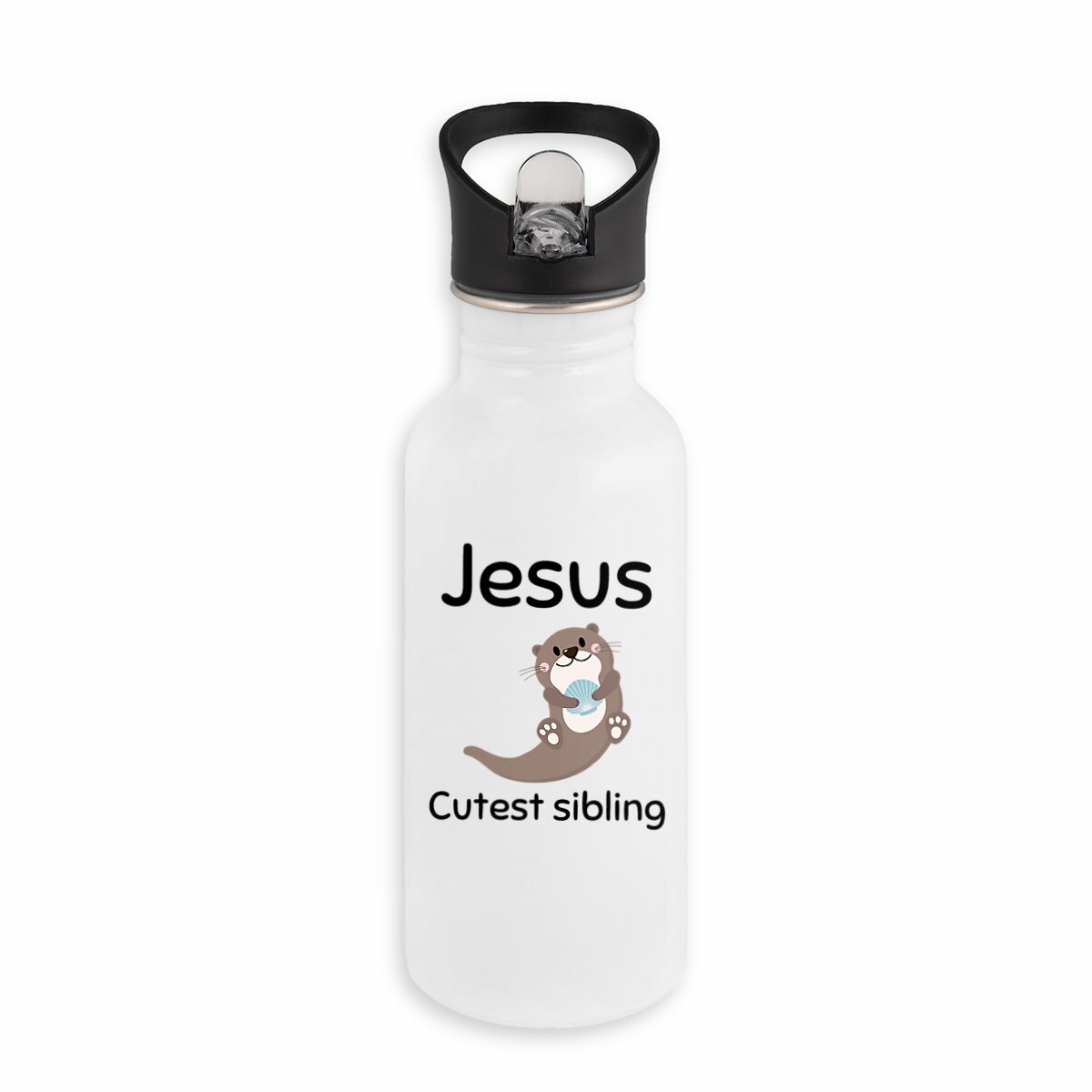 Image back Stainless steel water bottle with straw Premium+ Jesus's cutest Sibling 