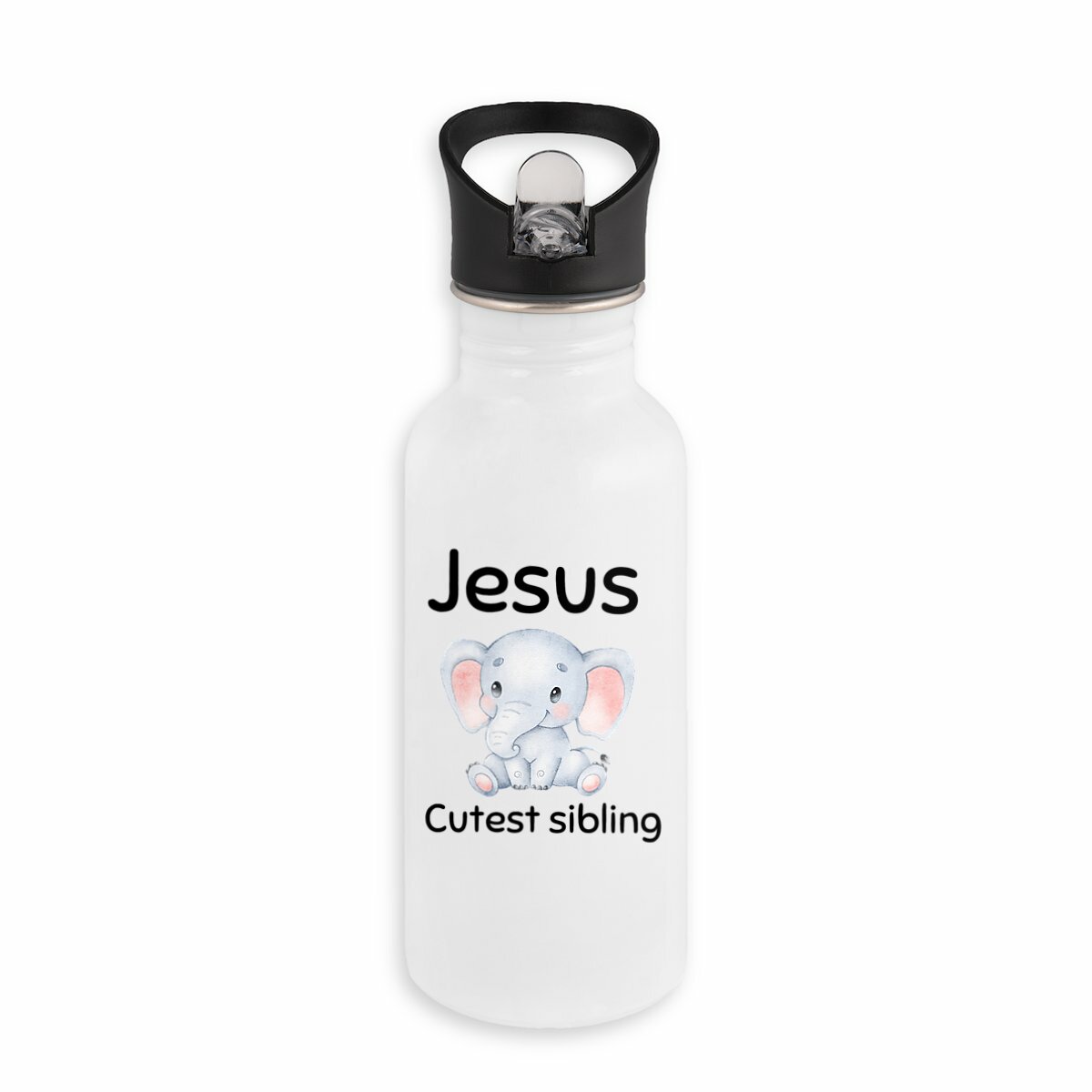 Image back Stainless steel water bottle with straw Premium+ Jesus's cutest Sibling 