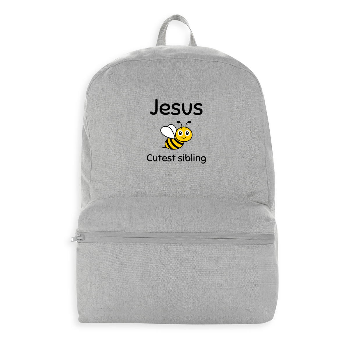 Image front 100% recycled backpack Premium+ Jesus's cutest Sibling 