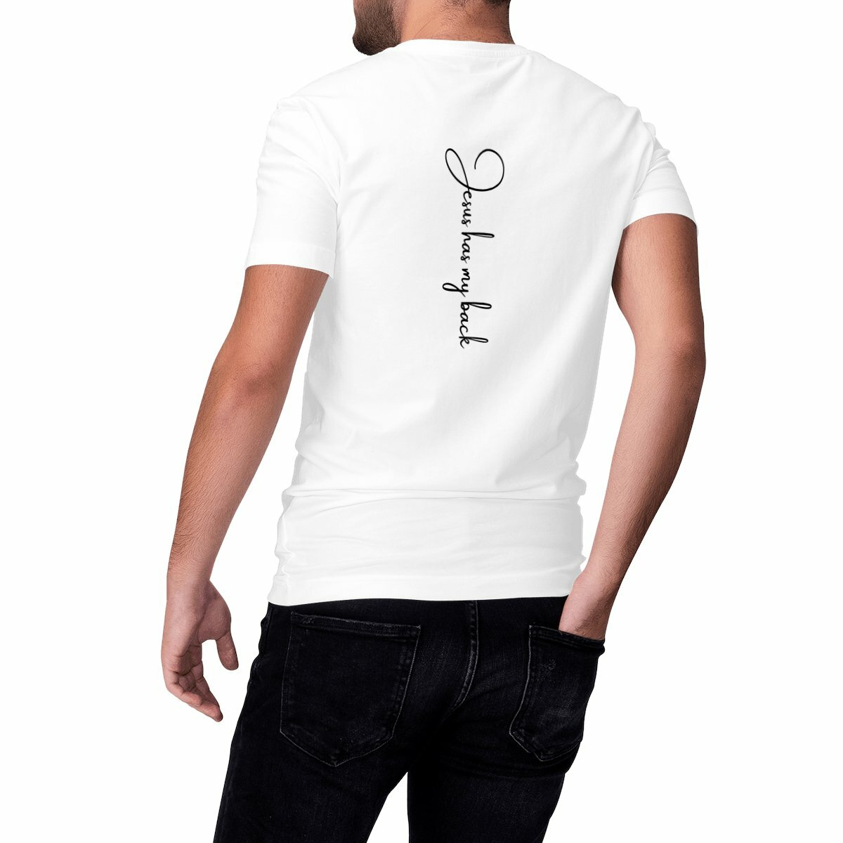 Image front Heavyweight Unisex t-shirt - Premium Plus Jesus has my back