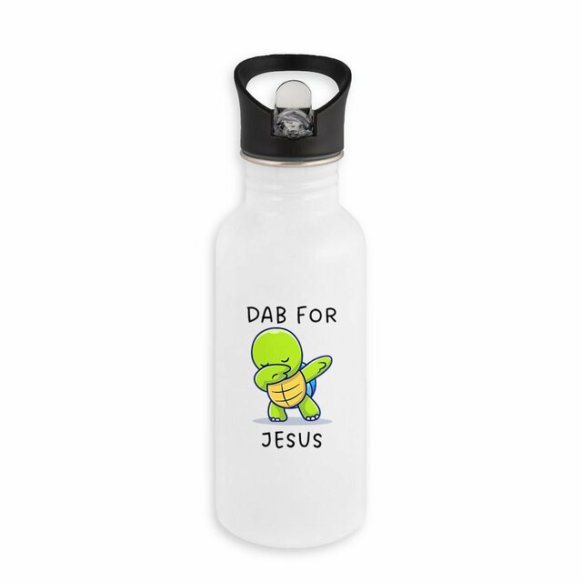 Image back Stainless steel water bottle with straw Premium+  Dab for Jesus 