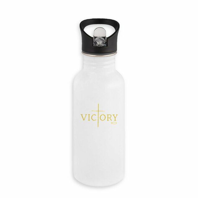 Image back Stainless steel water bottle with straw victory 