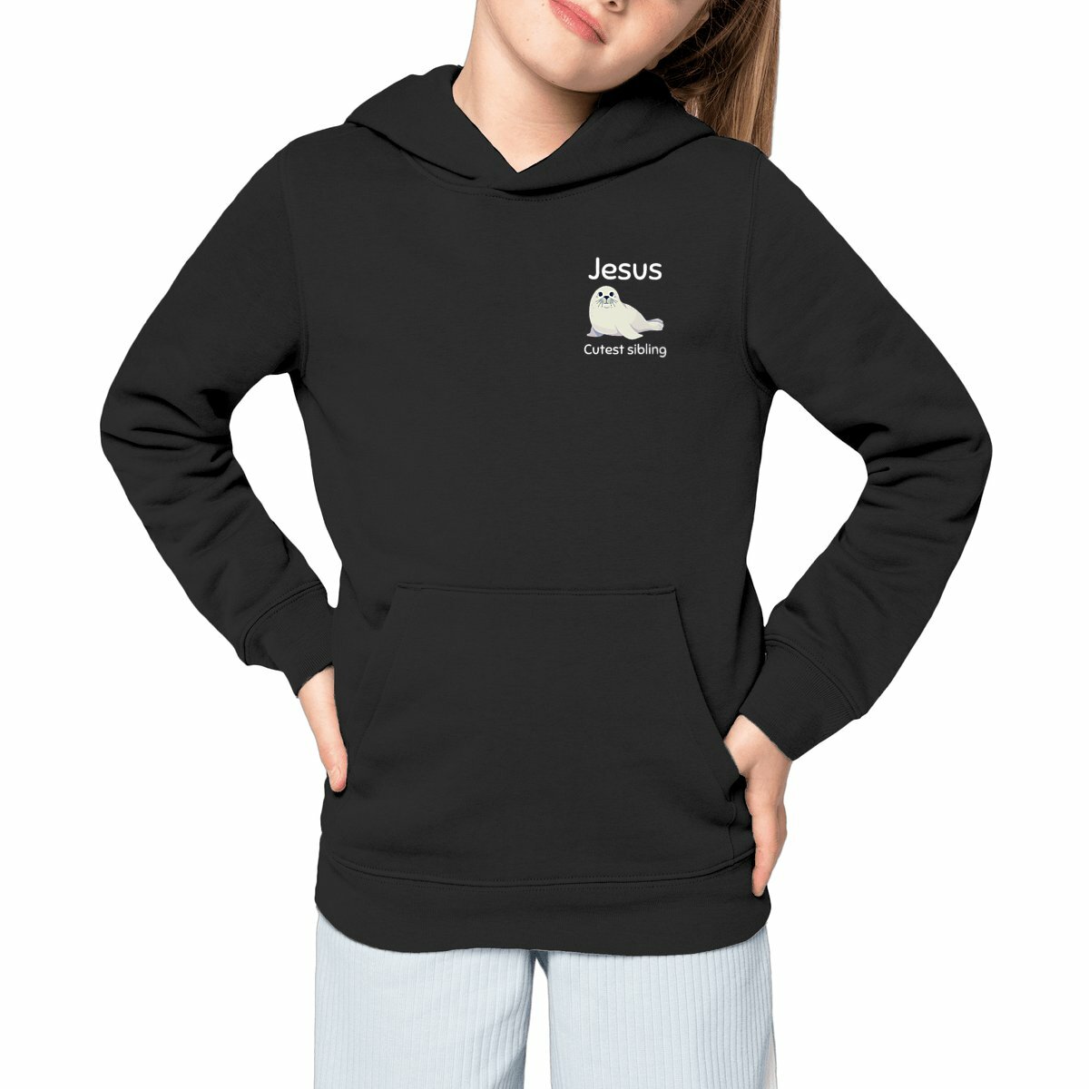 Image front Kids hoodie Premium Jesus's cutest Sibling 