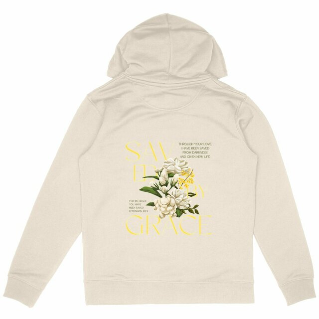 Image back Unisex Heavyweight Hoodie "Saved by Grace"
