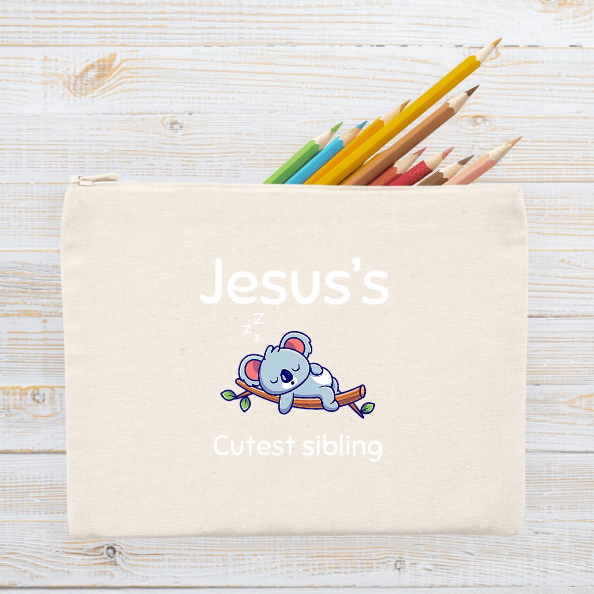 Image front Pencil case Premium+ Jesus's cutest Sibling 