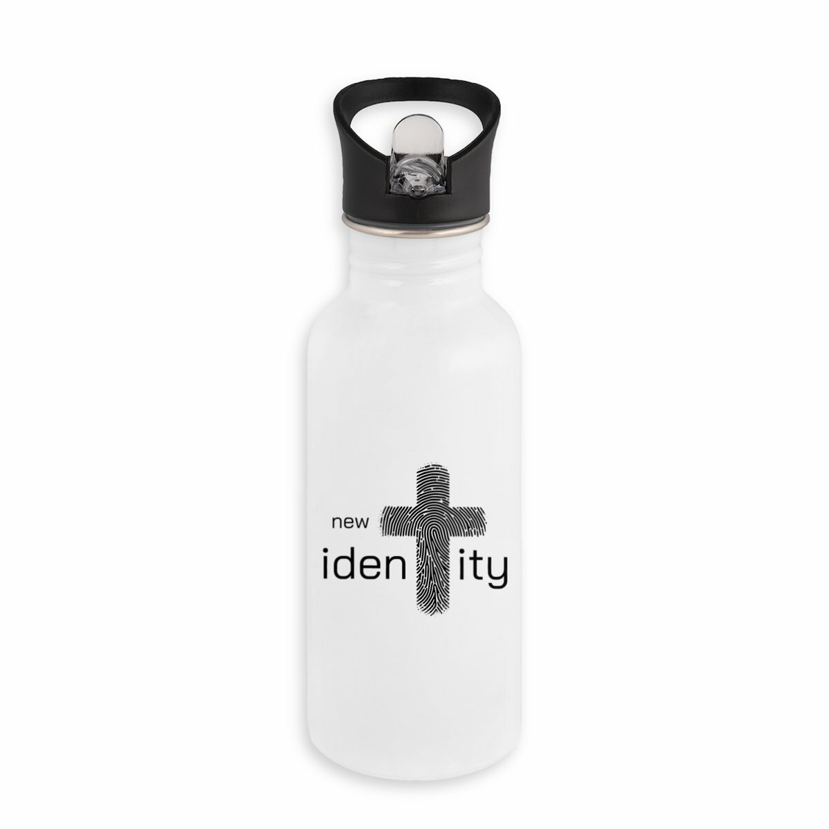 Image back Stainless steel water bottle with straw Premium+ New Identity
