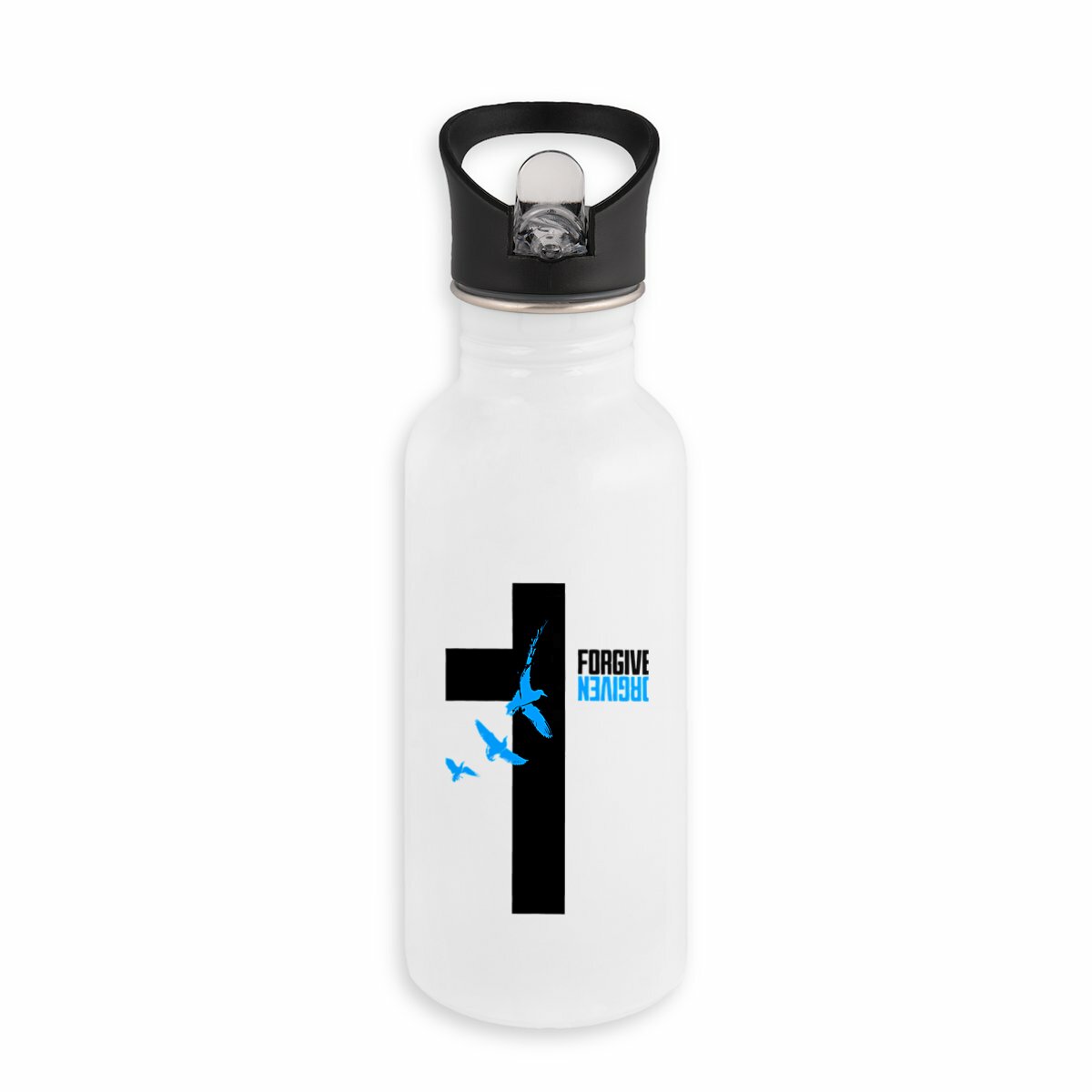 Image back Stainless steel water bottle with straw Premium+ Forgiven