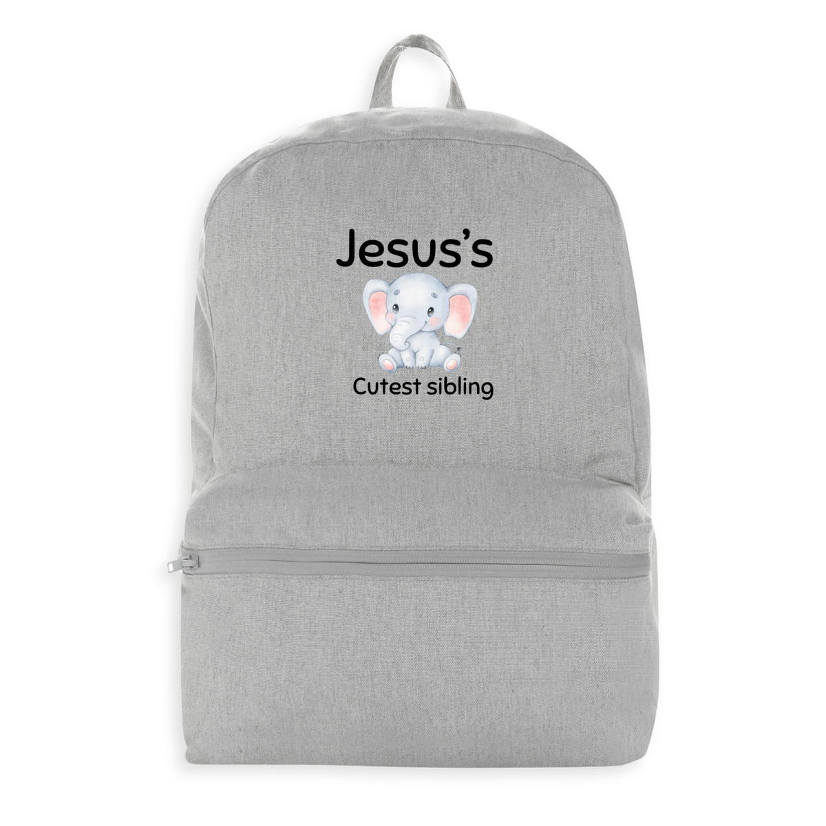 Image front 100% recycled backpack Premium+ Jesus's cutest Sibling 
