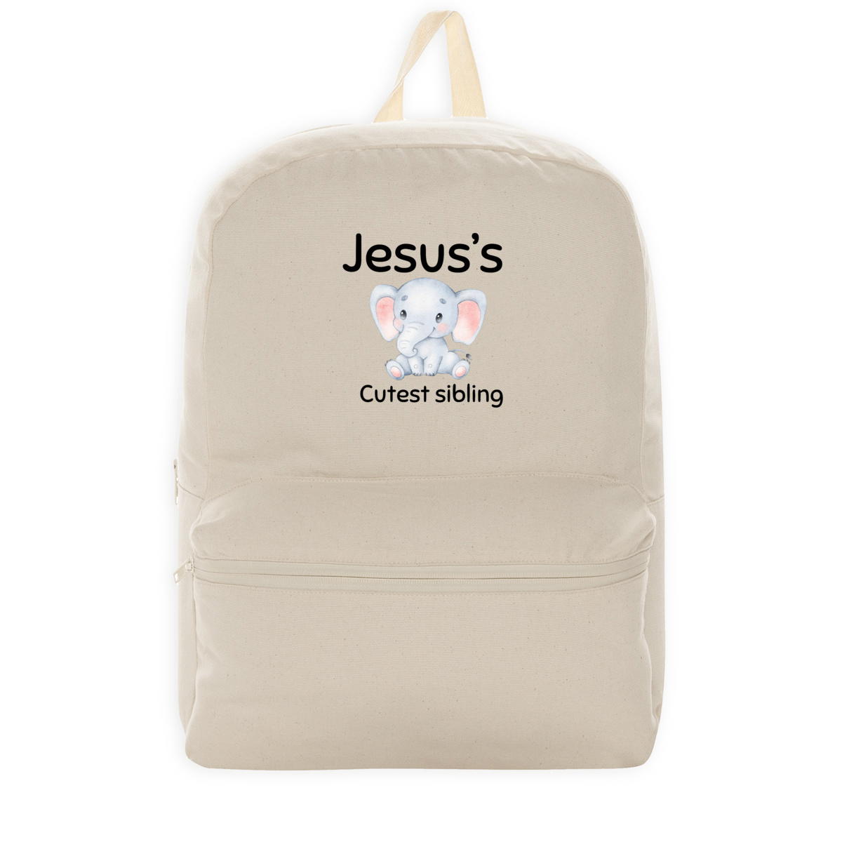 Image back 100% recycled backpack Premium+ Jesus's cutest Sibling 