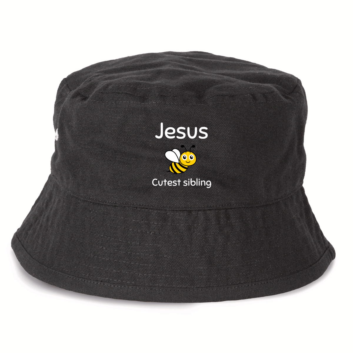 Image front 100% Recycled Bucket Hatk Premium+ Jesus's cutest Sibling 