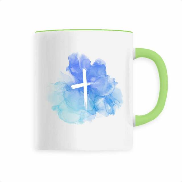 Image back Ceramic Mug blue ink stain