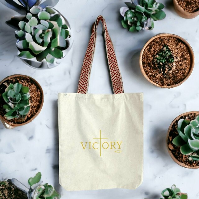 Image front 100% recycled totebag victory