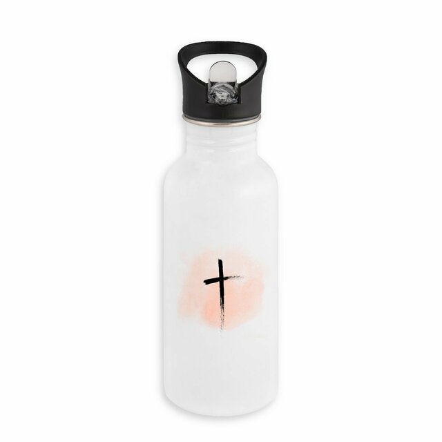 Image back Stainless steel water bottle with straw croce