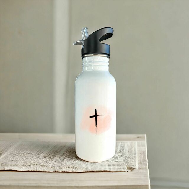 Image front Stainless steel water bottle with straw croce