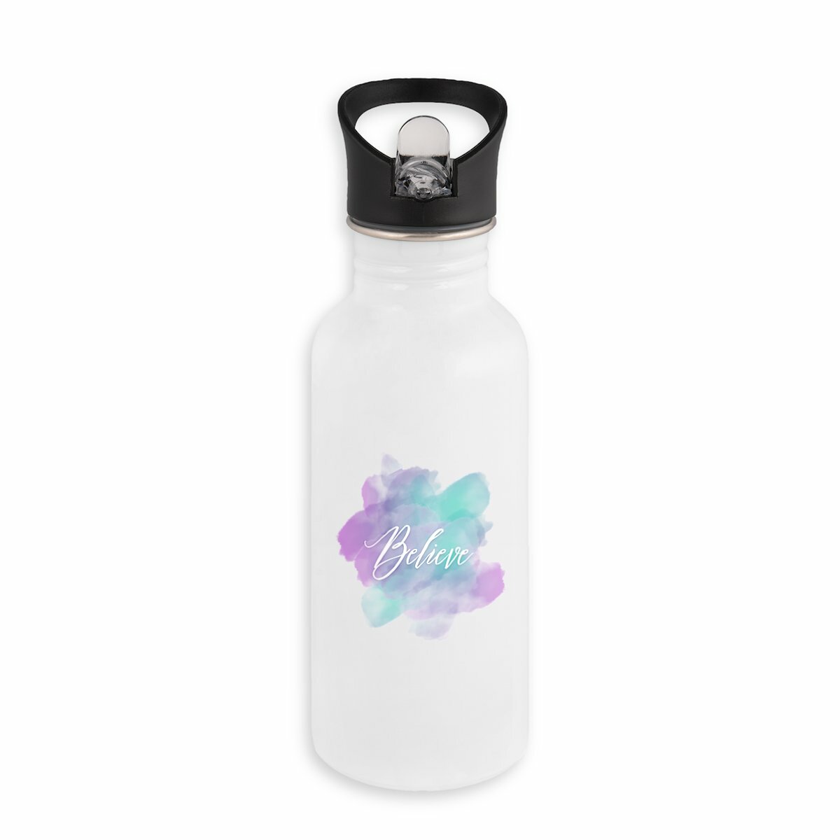 Image back Stainless steel water bottle with straw croce