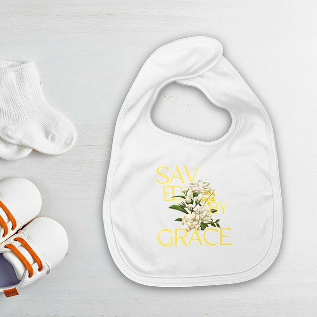 Image front Bib "Saved by Grace"