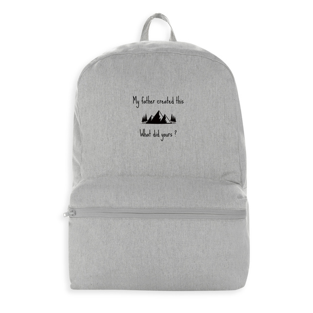 Image front 100% recycled backpack Premium+ My father created this