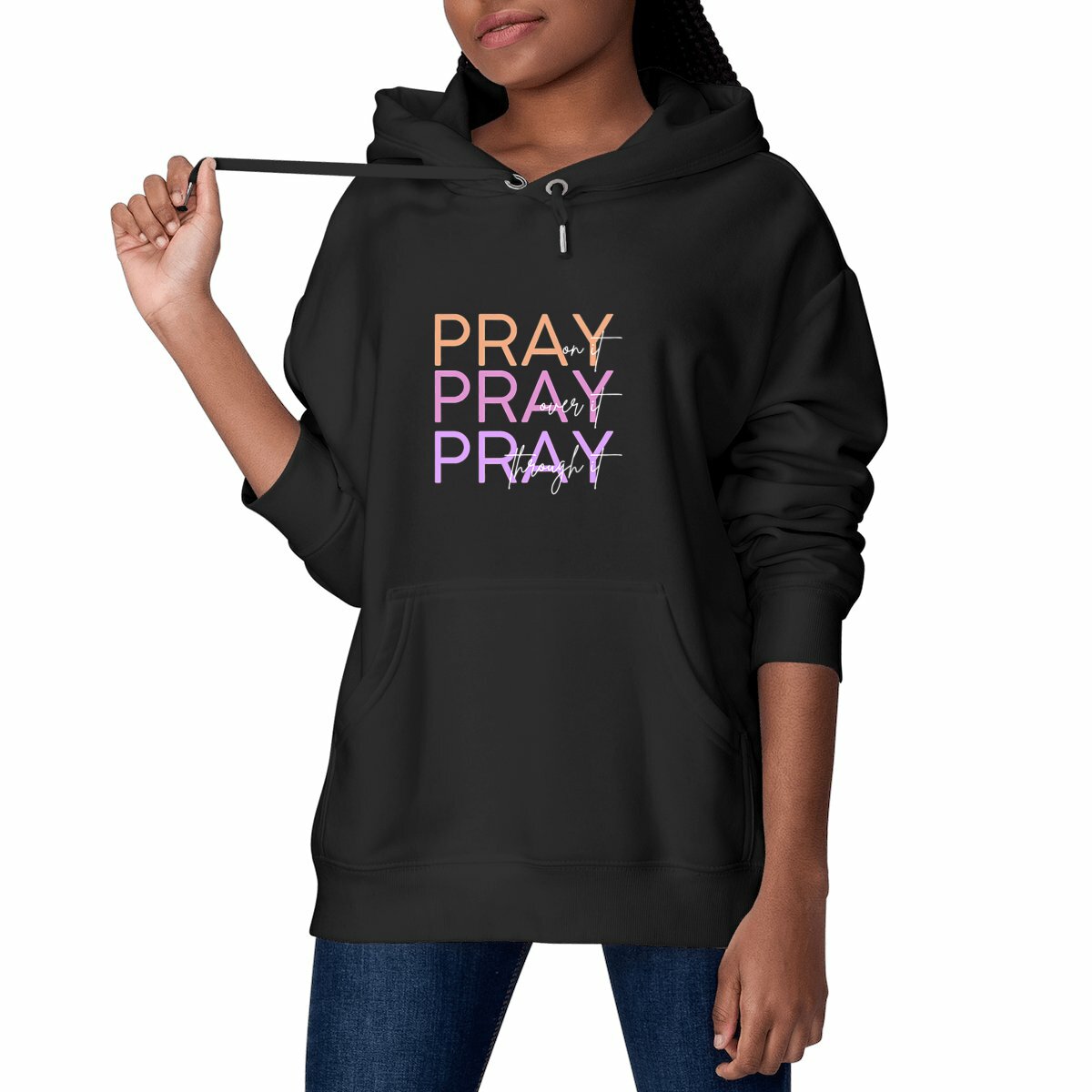 Image front Unisex hoodie - Premium Plus Pray 3x