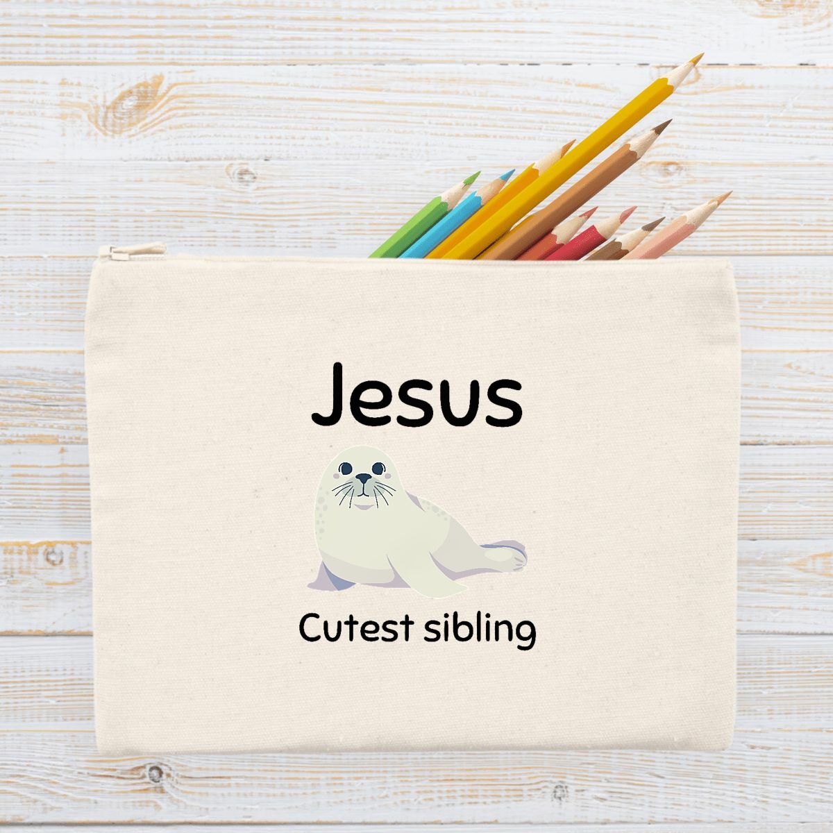 Image front Pencil case Premium+ Jesus's cutest Sibling 