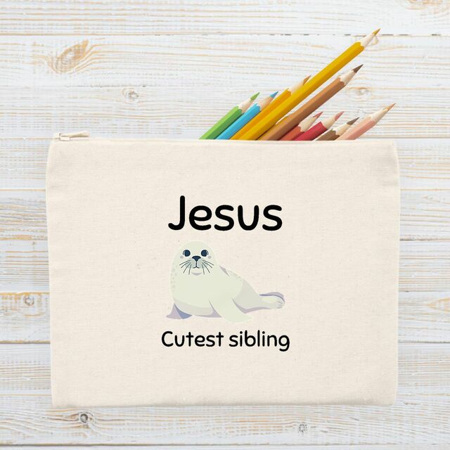 Image front Pencil case Premium+ Jesus's cutest Sibling 