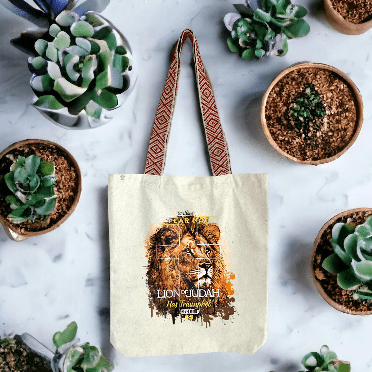 Image front Ethnic totebag Premium+ fear not lion of Judas