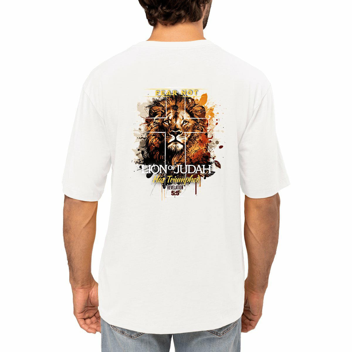 Image front Men's oversized t-shirt premium+ fear not lion of Judas