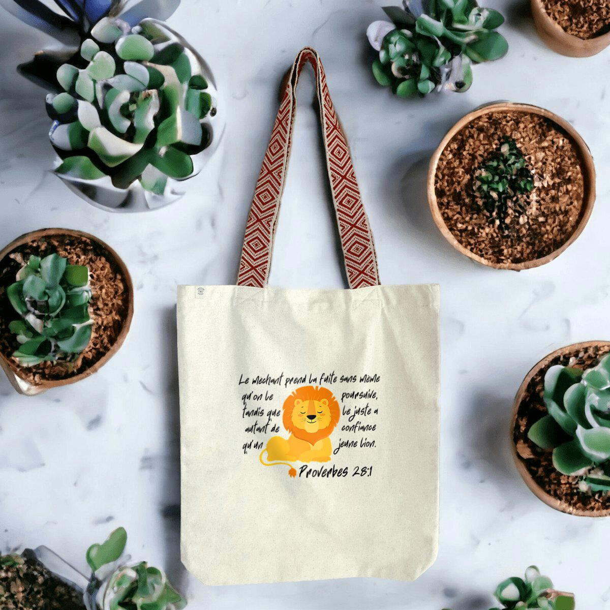 Image front 100% recycled totebag proverbes 28 : 1 