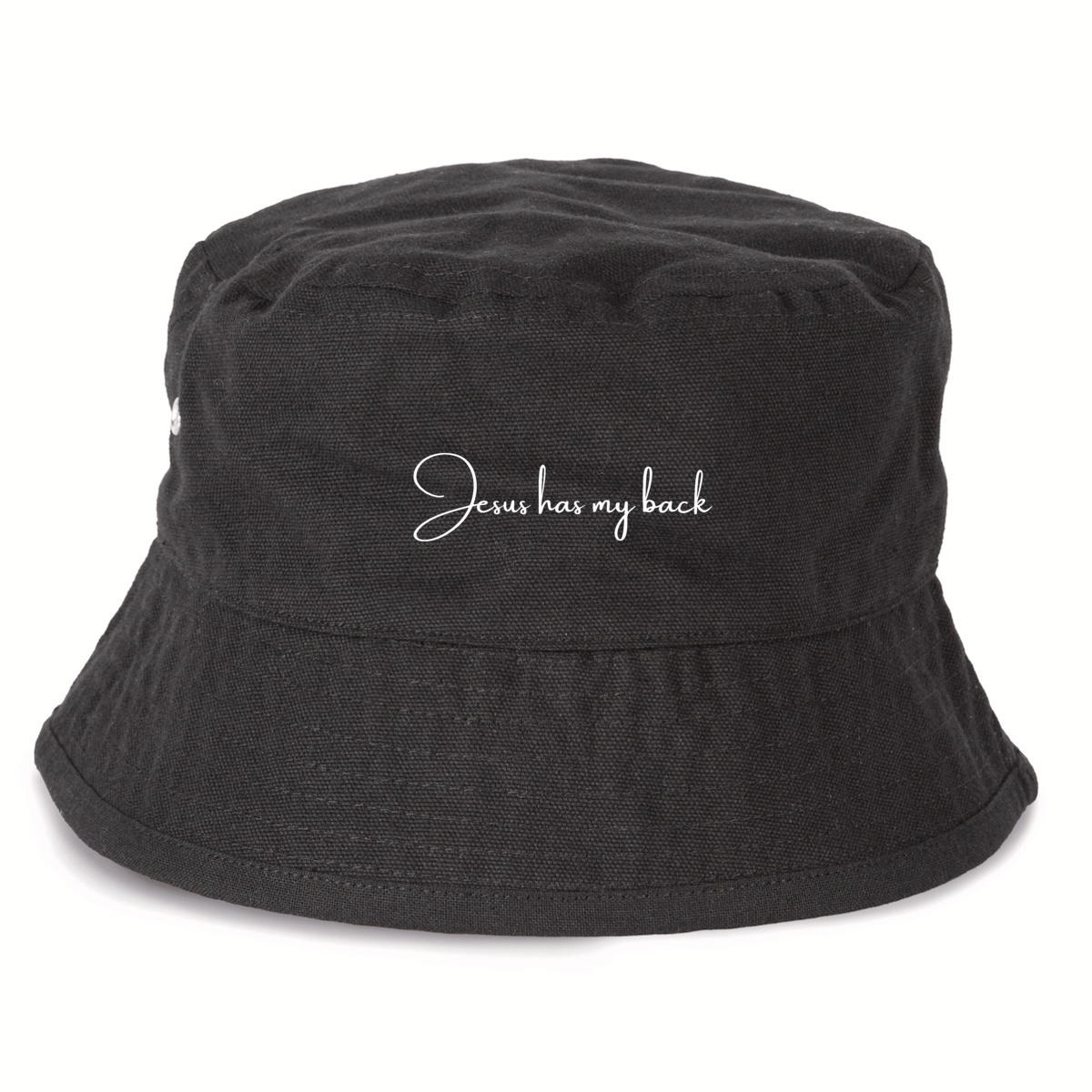 Image front 100% Recycled Bucket Hat - Premium Plus Jesus has my back