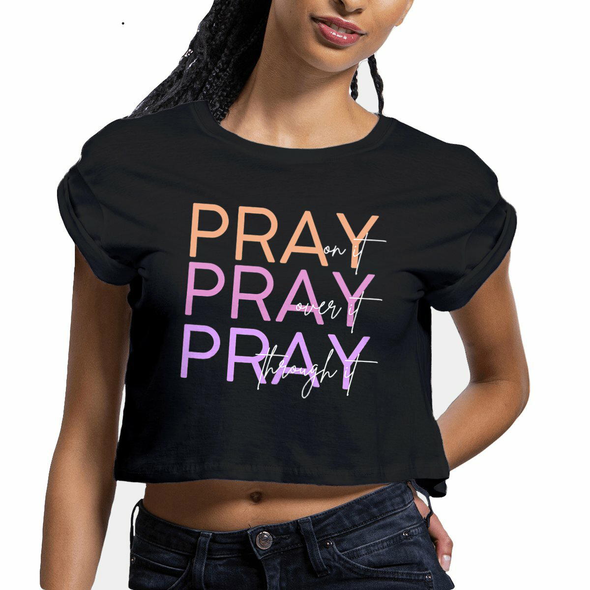 Image front Women's crop top - Premium Plus Pray 3x