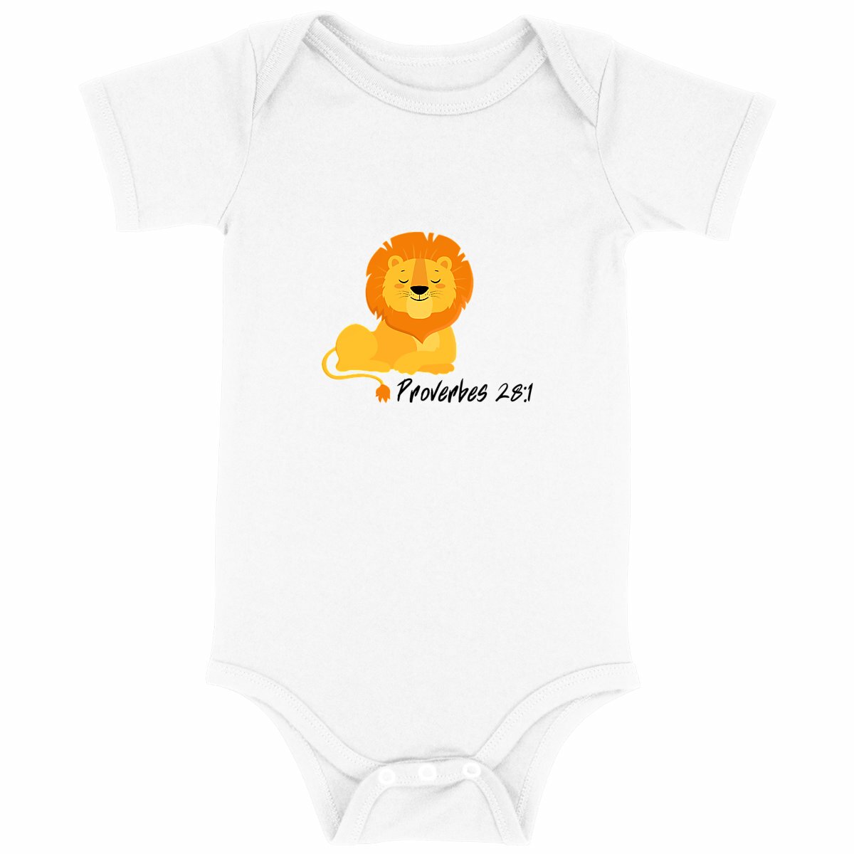 Image back Baby Bodysuit Premium Plus Proverbes 28:1 