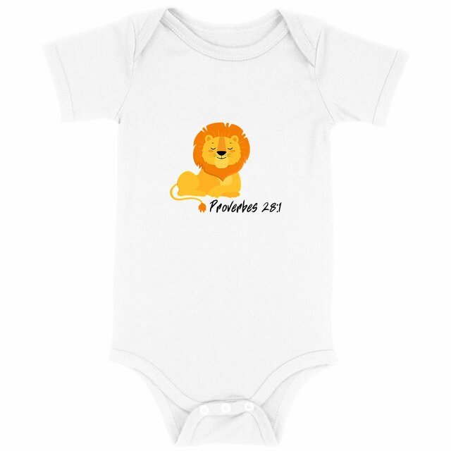 Image back Baby Bodysuit Premium Plus Proverbes 28:1 