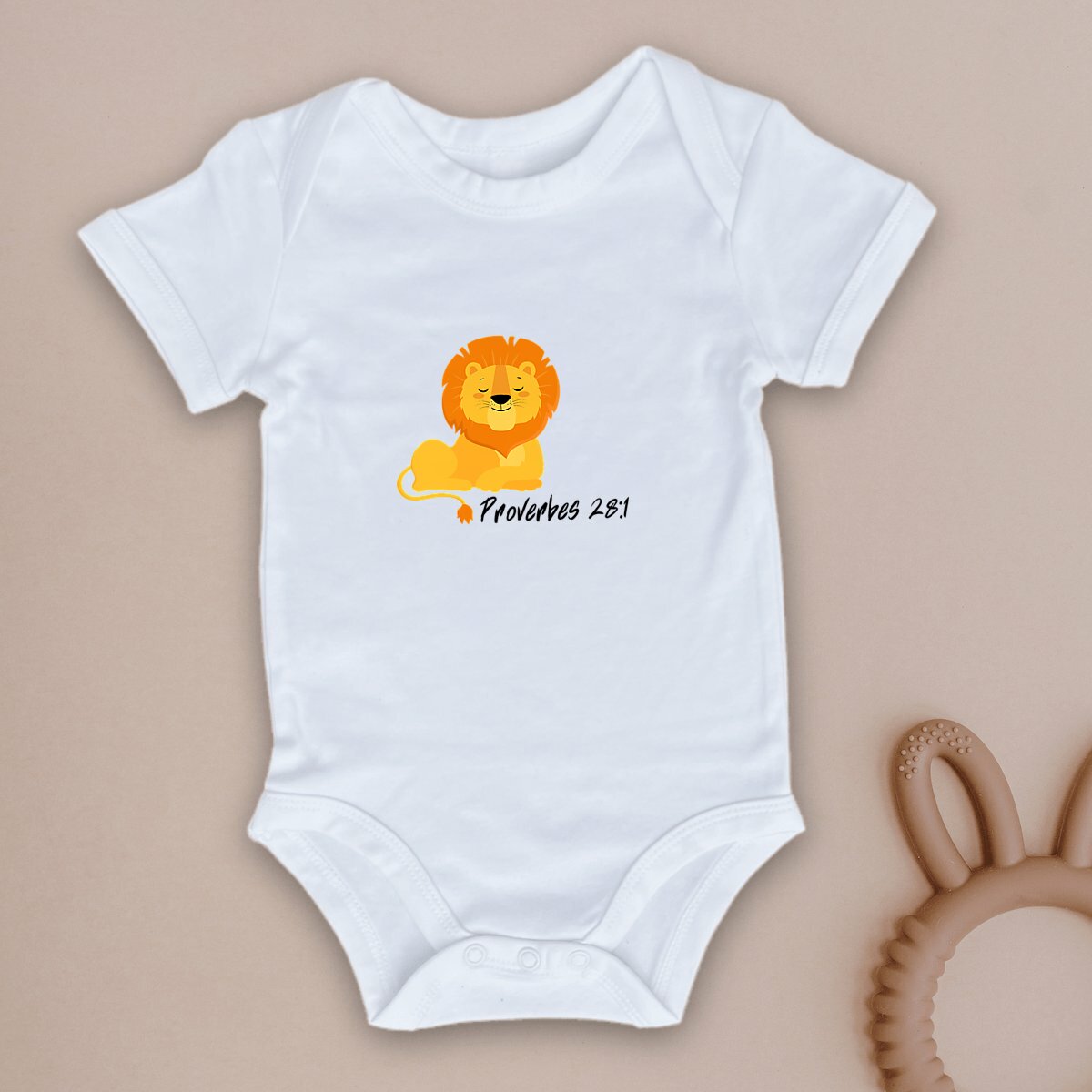 Image front Baby Bodysuit Premium Plus Proverbes 28:1 