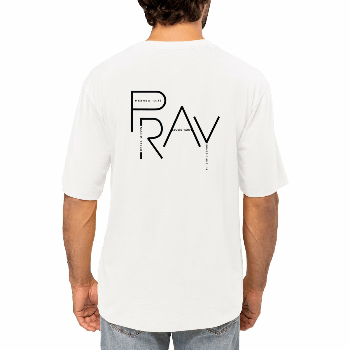 Image front Men's oversized t-shirt - Premium Plus PRAY