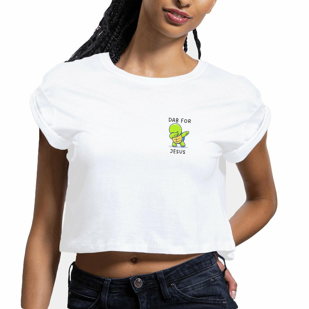 Image front Women's crop top premium+ Dab for Jesus