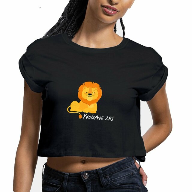 Image front Women's crop top Premium+ Proverbes 28:1