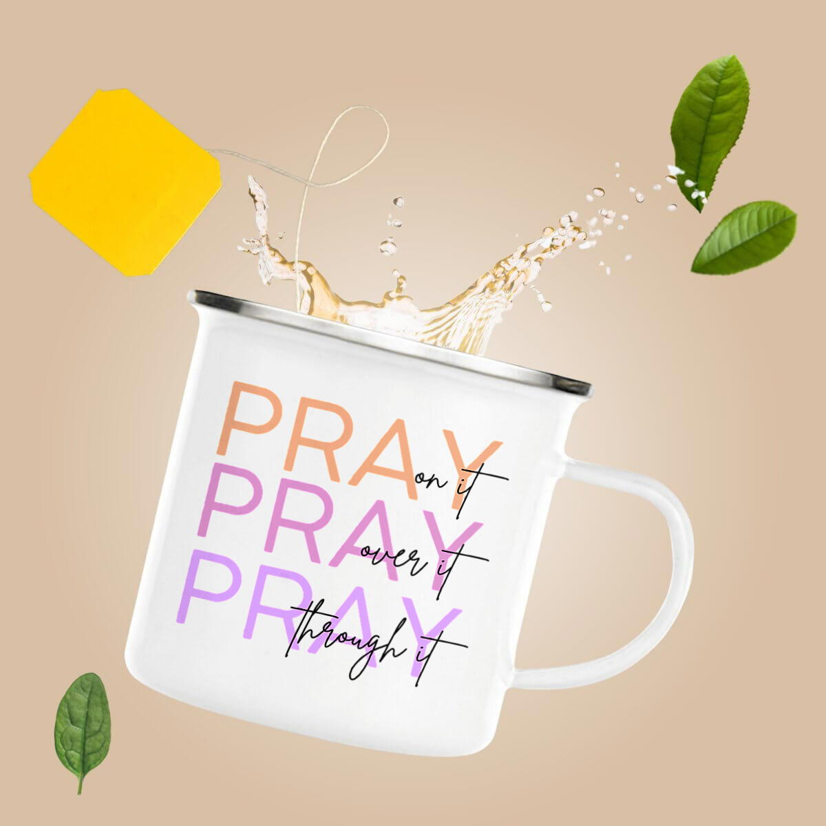 Image front Enamel mug - Premium Pray 3x