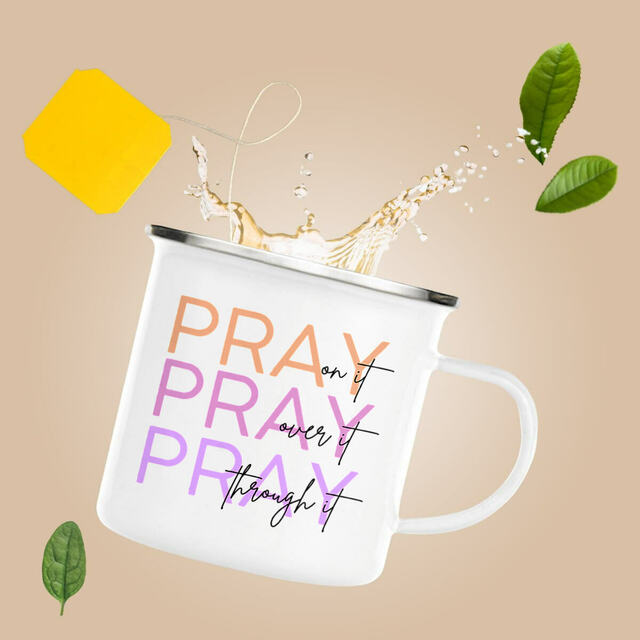 Image front Enamel mug - Premium Pray 3x