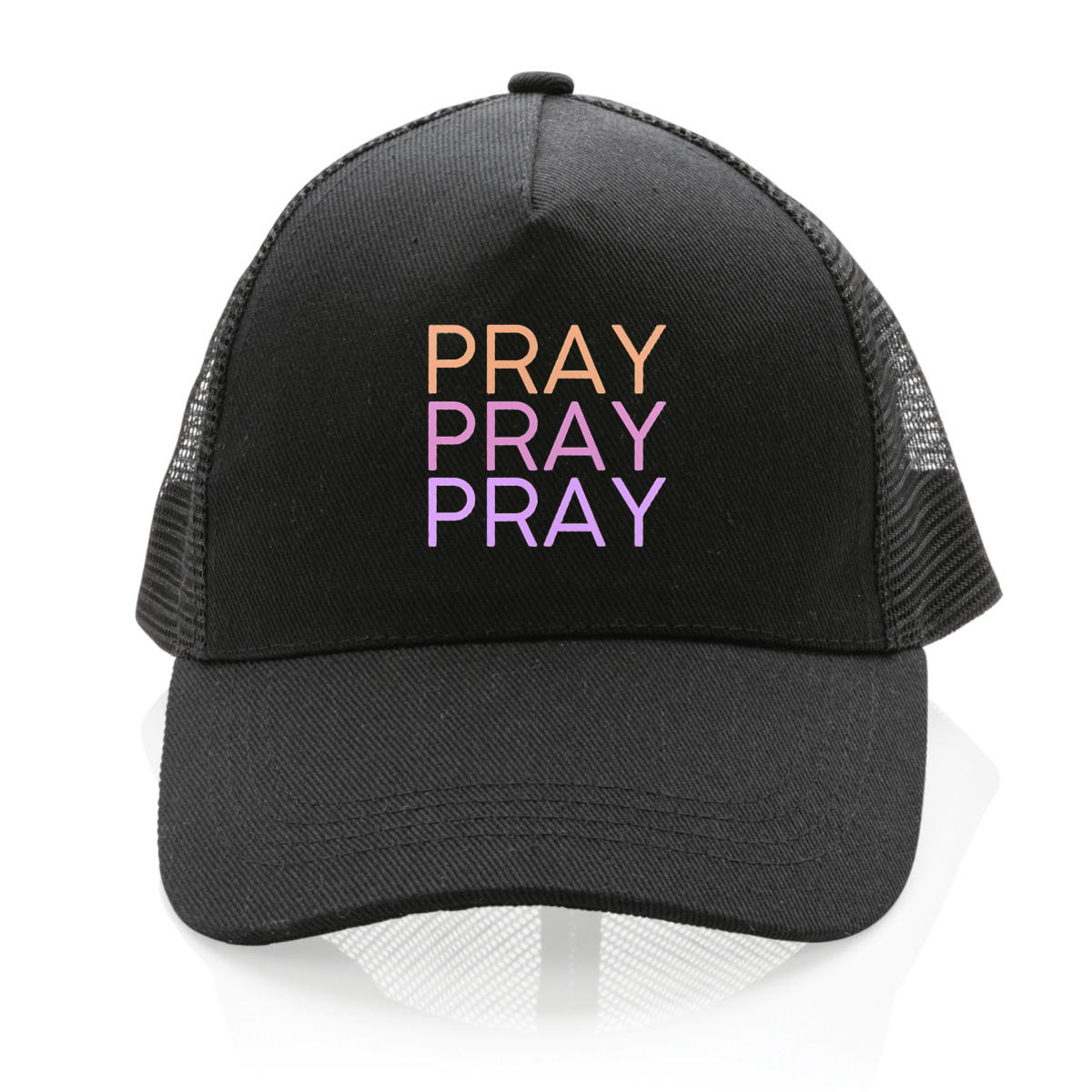 Image front 100% recycled Trucker cap - Premium Plus Pray 3x