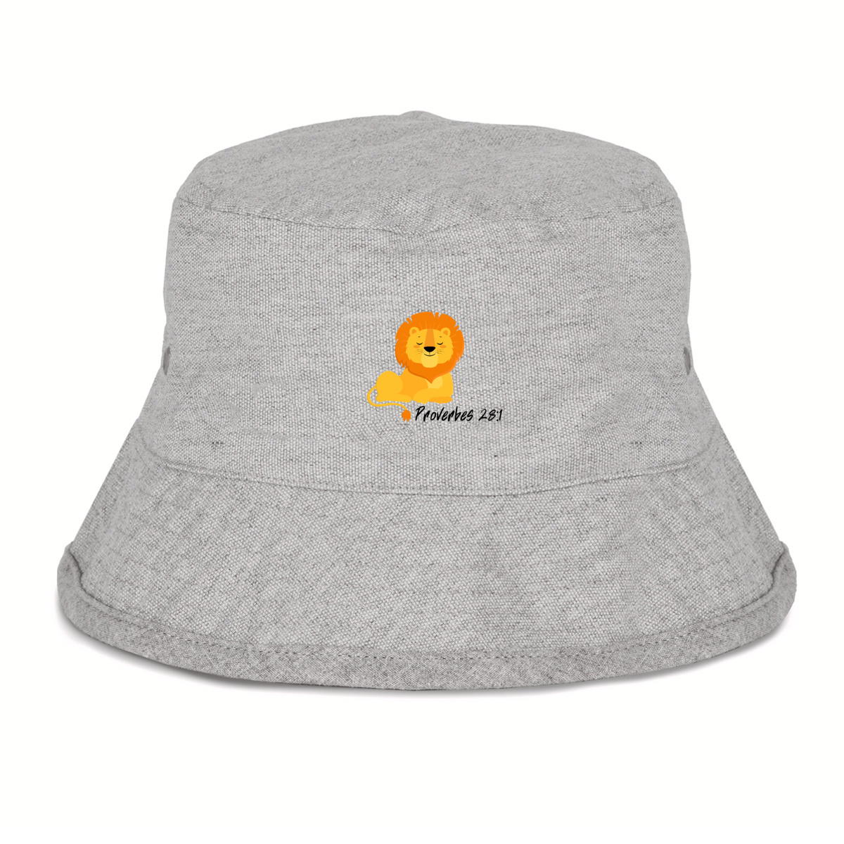 Image front 100% Recycled Bucket Hat Proverbes 28:1 