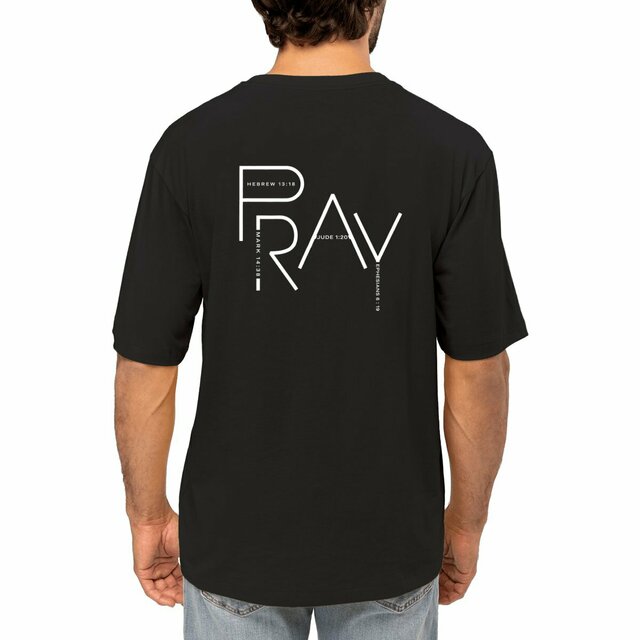 Image front Men's oversized t-shirt - Premium Plus PRAY