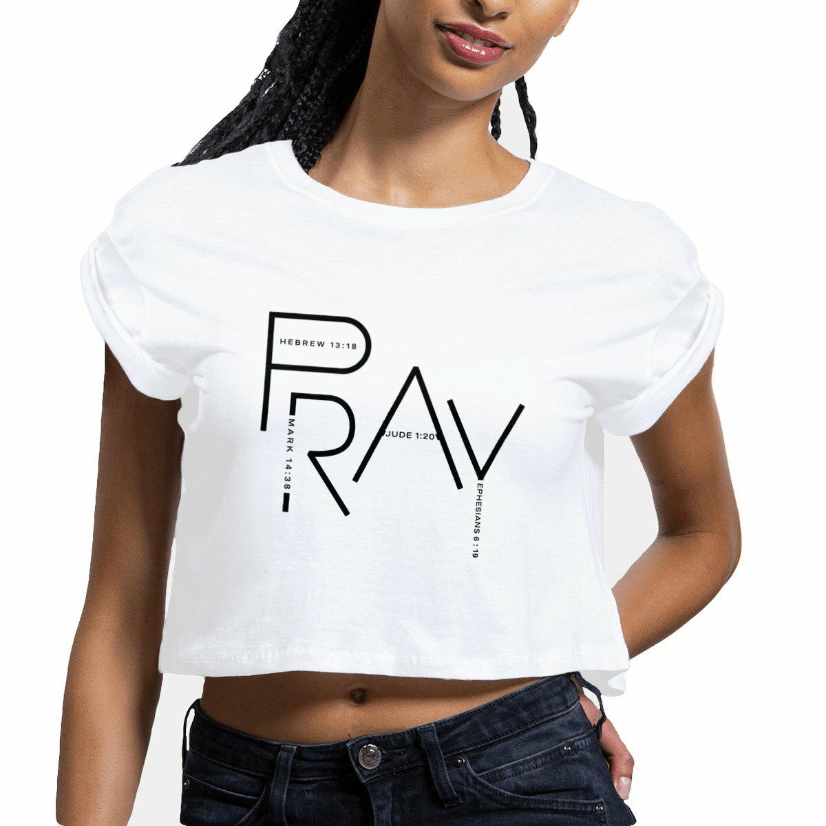 Image front Women's crop top - Premium Plus PRAY