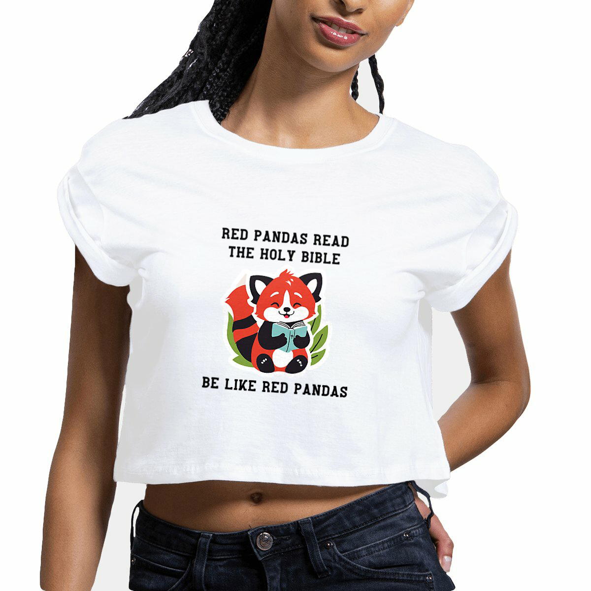 Image front Women's crop top Premium+ Be like red pandas