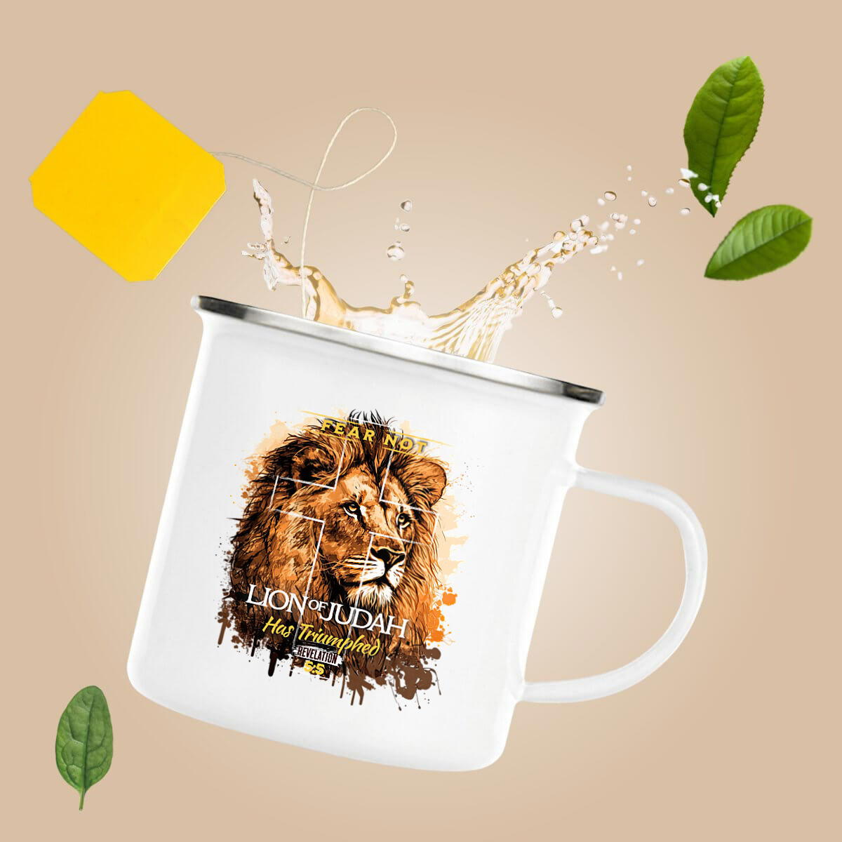 Image front Enamel mug Premium fear not lion of Judas