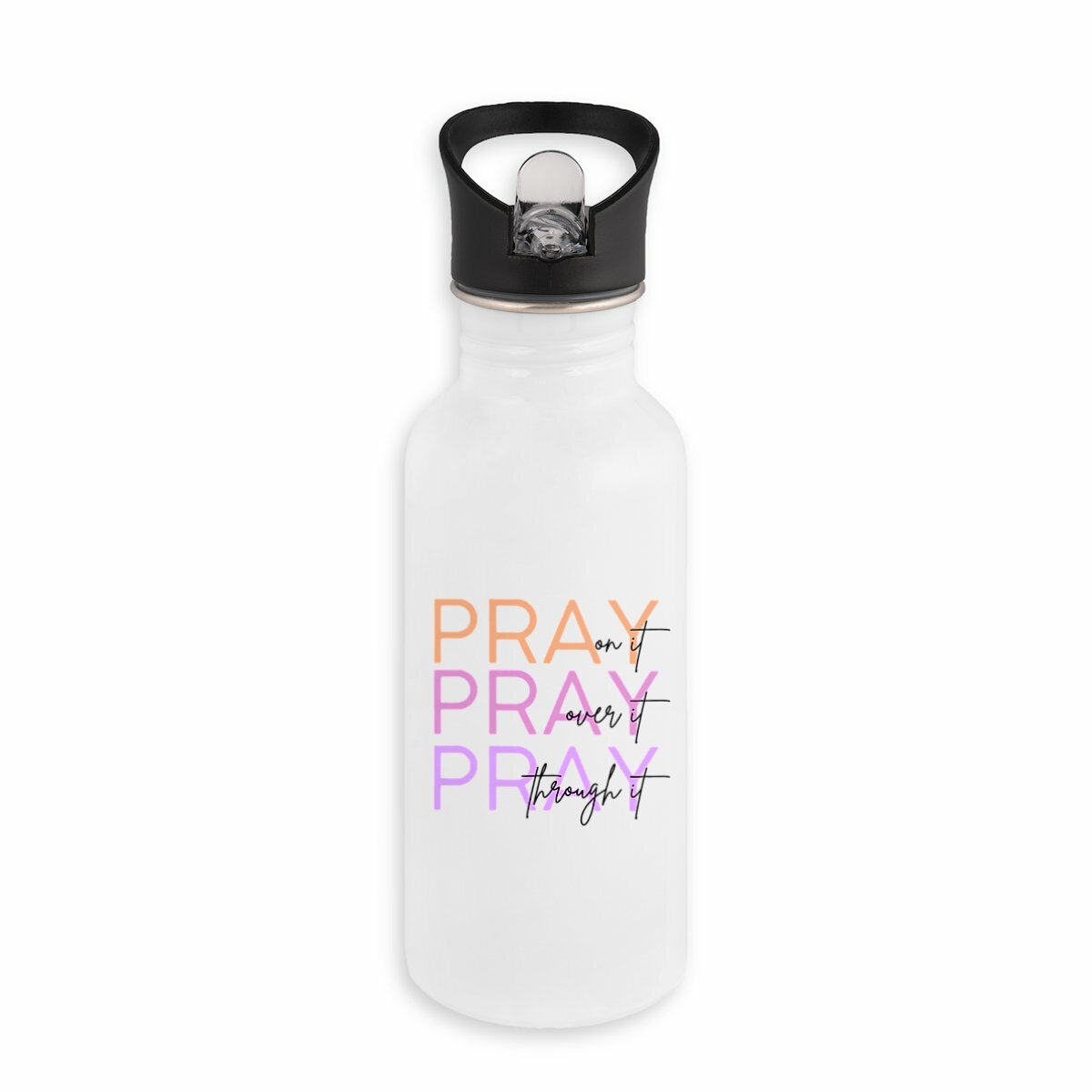 Image back Stainless steel water bottle with straw - Premium Plus Pray 3x