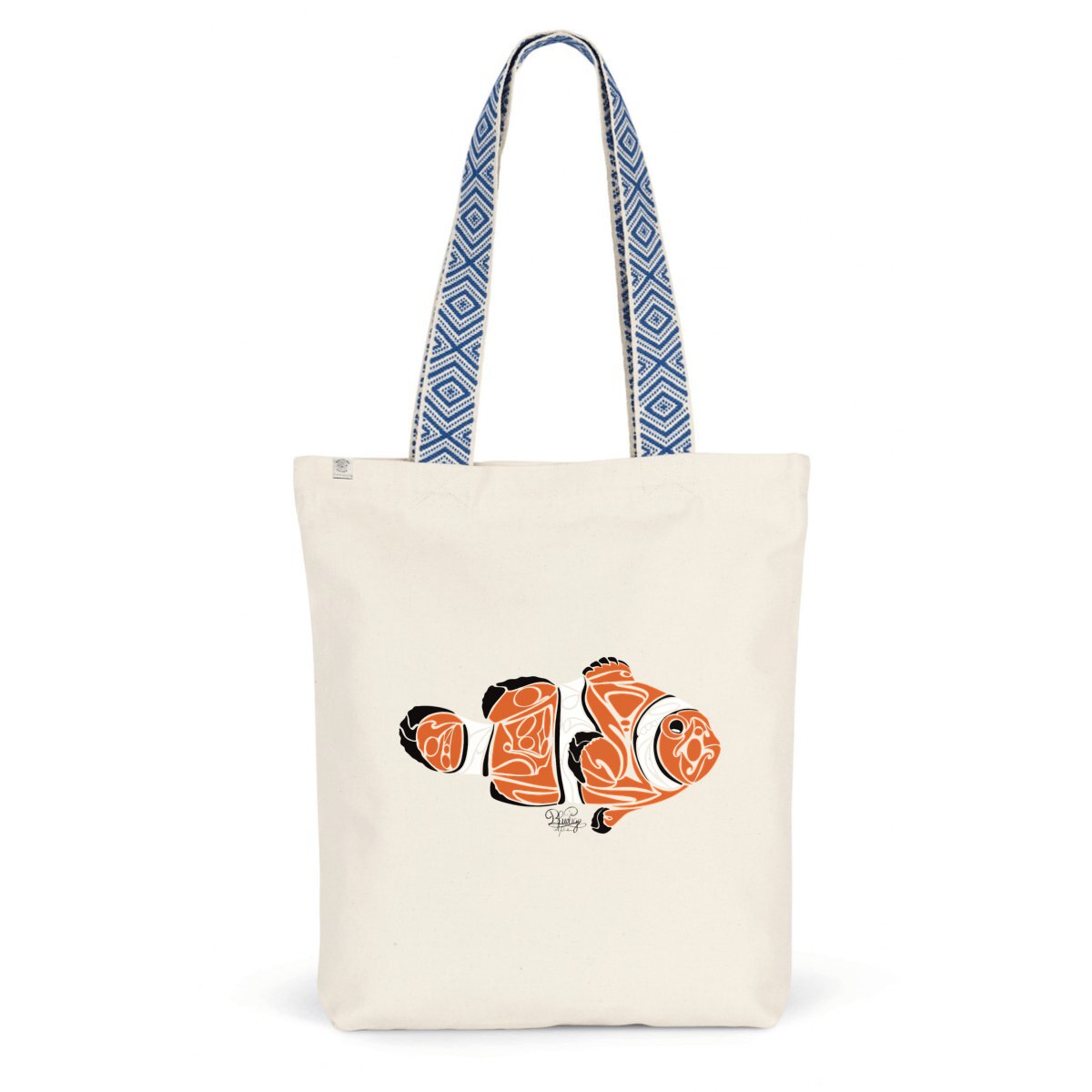 Image front Tote bag ethnique tribal poisson clown 