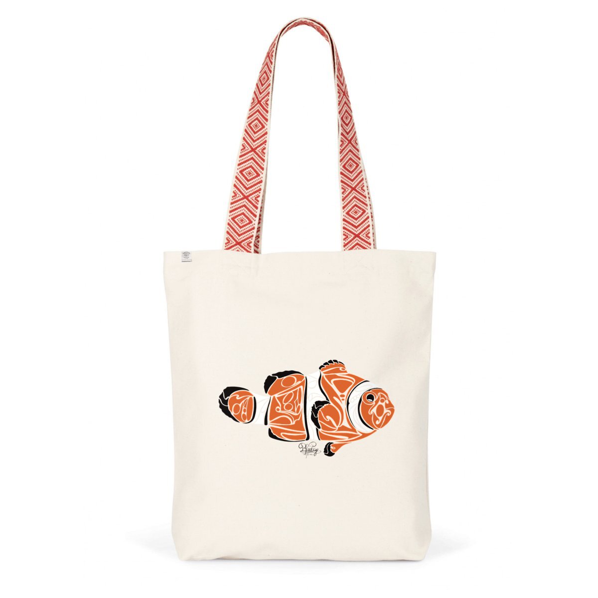 Image back Tote bag ethnique tribal poisson clown 