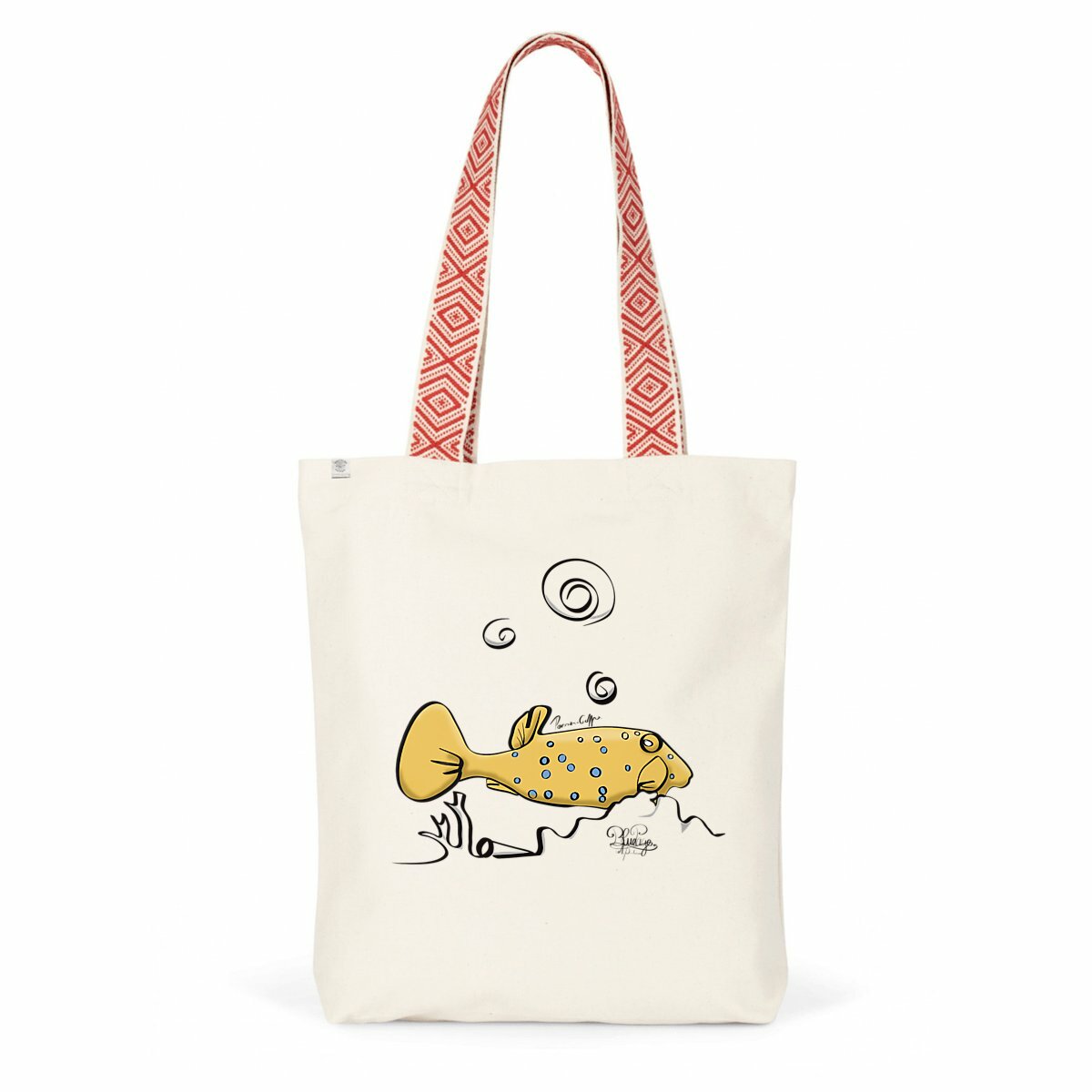 Image back Tote bag ethnique - poisson coffre 