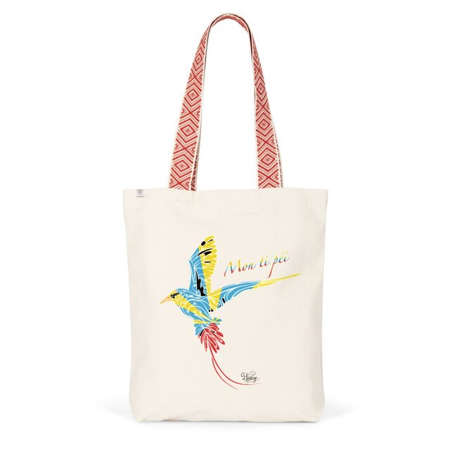 Image back Tote bag ethnique « mon ti péi » paille en queue 
