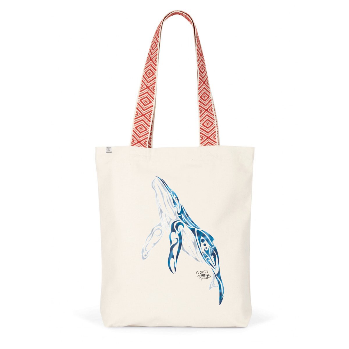 Image back Tote bag ethnique baleine tribale 